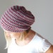 Hat Slouch Crochet in Grey with Red Dots