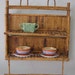 Vintage Rattan Burnt Bamboo Tortoise Shell Wall Shelf with Two Shelves and Towel Bar