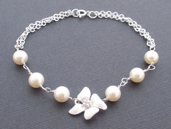 Flower pearls sterling silver Bracelet-simple everyday