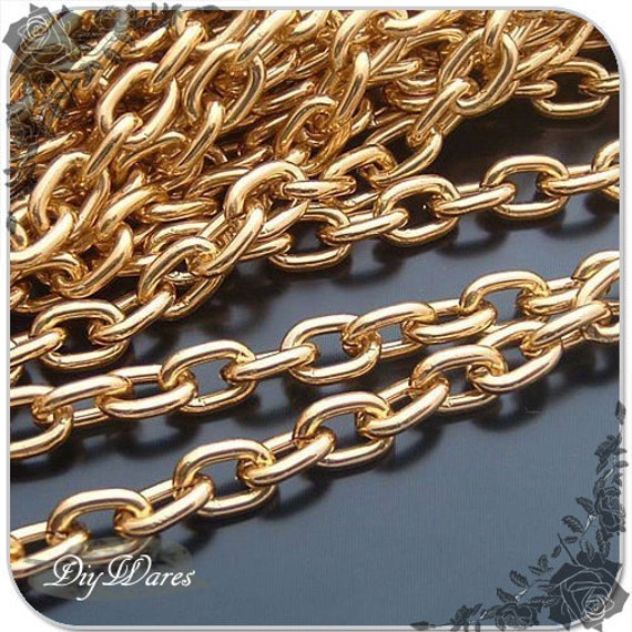 Items similar to 16ft (5m) 10x7mm Vintage Imitation gold oval Jewelry