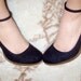 Vintage Black Suede Platform Mary Jane Pumps