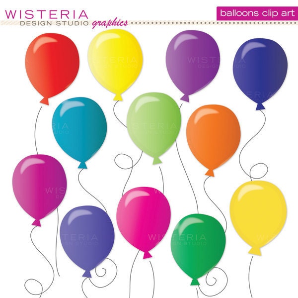 Birthday Balloons Clip Art INSTANT by WisteriaDesignStudio