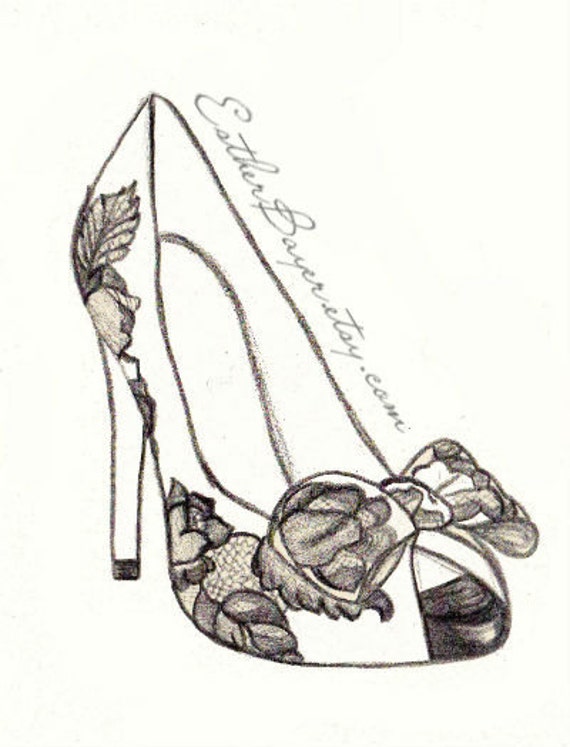 Items similar to High Heel Shoe Fashion Illustration