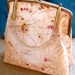 Flirty Plastic Handbag Purse with Lucite Handle, Gold Flecks, and Pressed Flowers