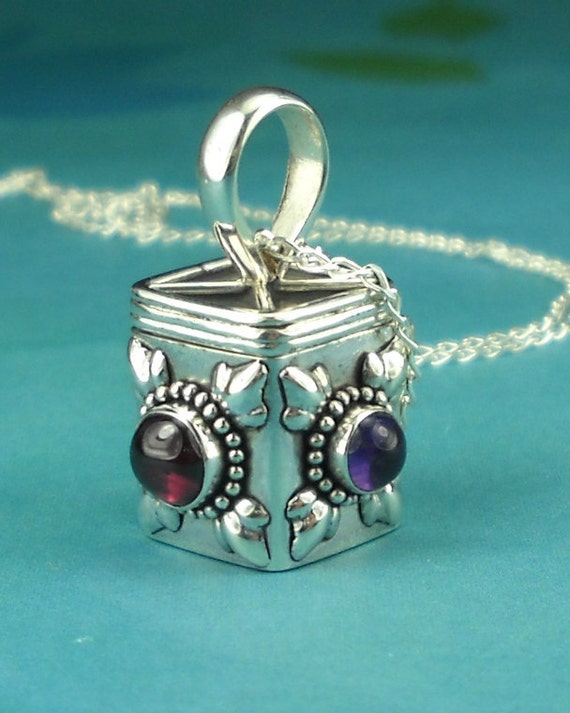 Prayer Box Necklace Sterling Silver With Gemstones Prayer Box Necklace Sterling Silver With Gemstones