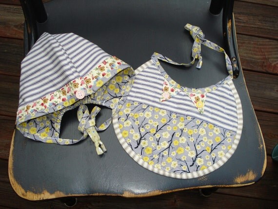 Baby Hat and Quilted Bib Set