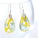 Flowers in resin earrings - real blue yellow floral earrings flowers in glass - Forget-me-not