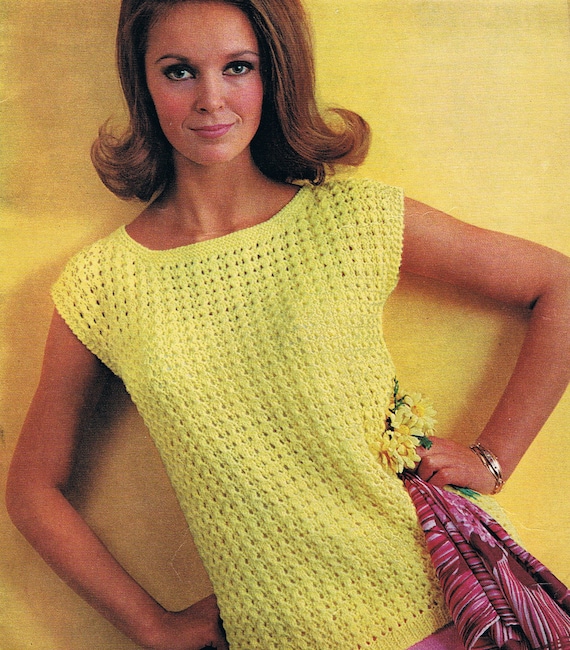 Items similar to Vintage Womens Summer Top DK Knitting ...