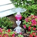 Majestic bird bath "The Olympia" is made from repurposed and vintage glass. Garden art. Upcycled art.
