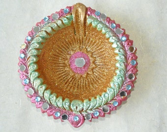 Diwali Round Shaped Terracotta Diya Rangoli Traditional