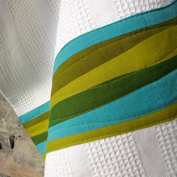 Modern Kitchen Towel Teal and Green Dish Towel