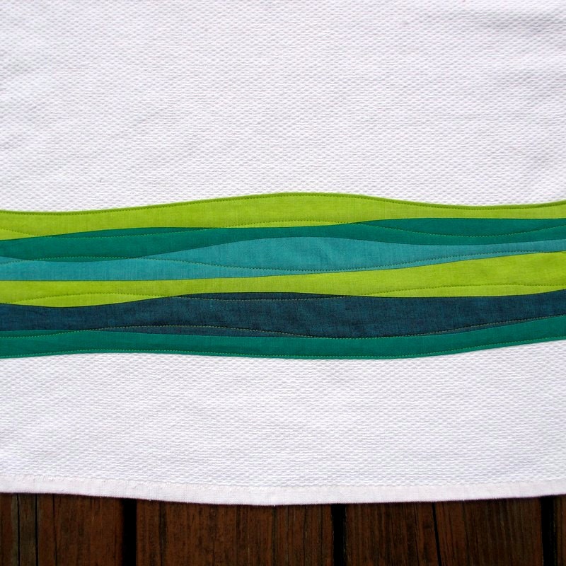 Modern Kitchen Towel Lime Green Teal Blue