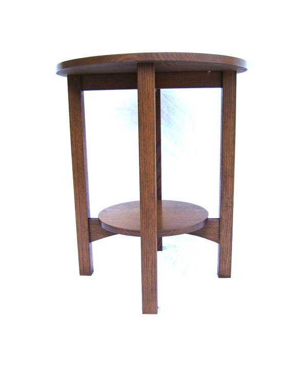 Large Round Mission End Stand Quartersawn Oak Free by chadwoodruff