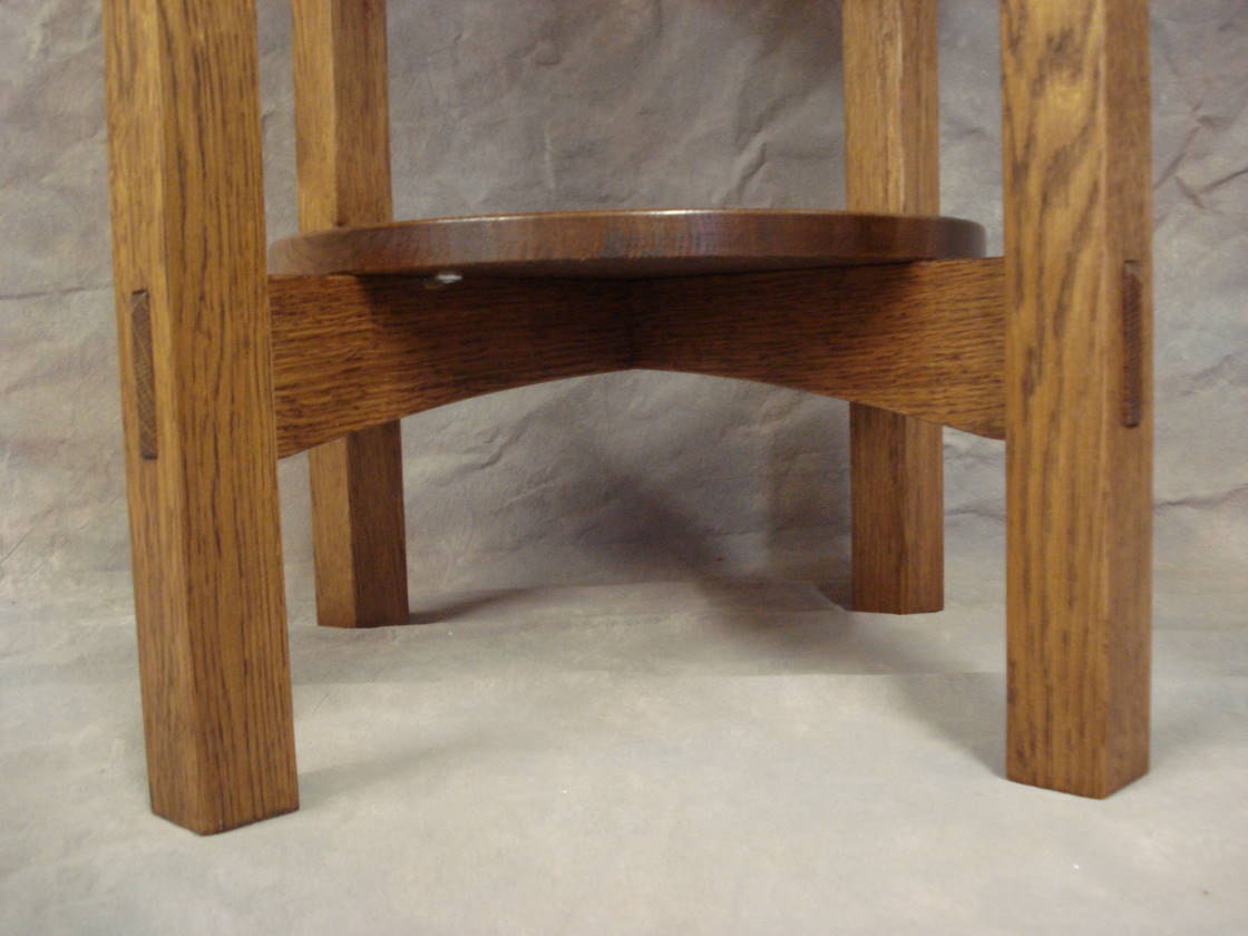Large Round Mission End Stand Quartersawn Oak With Exposed