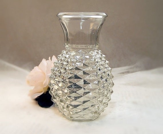 Vintage Hobnail Clear Glass Vase Cut GLASS by TheWhitePelican