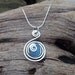 Sea glass jewelry, Handformed sterling silver swirl necklace with cornflower blue sea glass