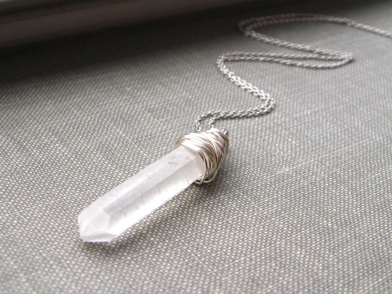 merlin. necklace. clear rock crystal quartz. point. by lunahollow