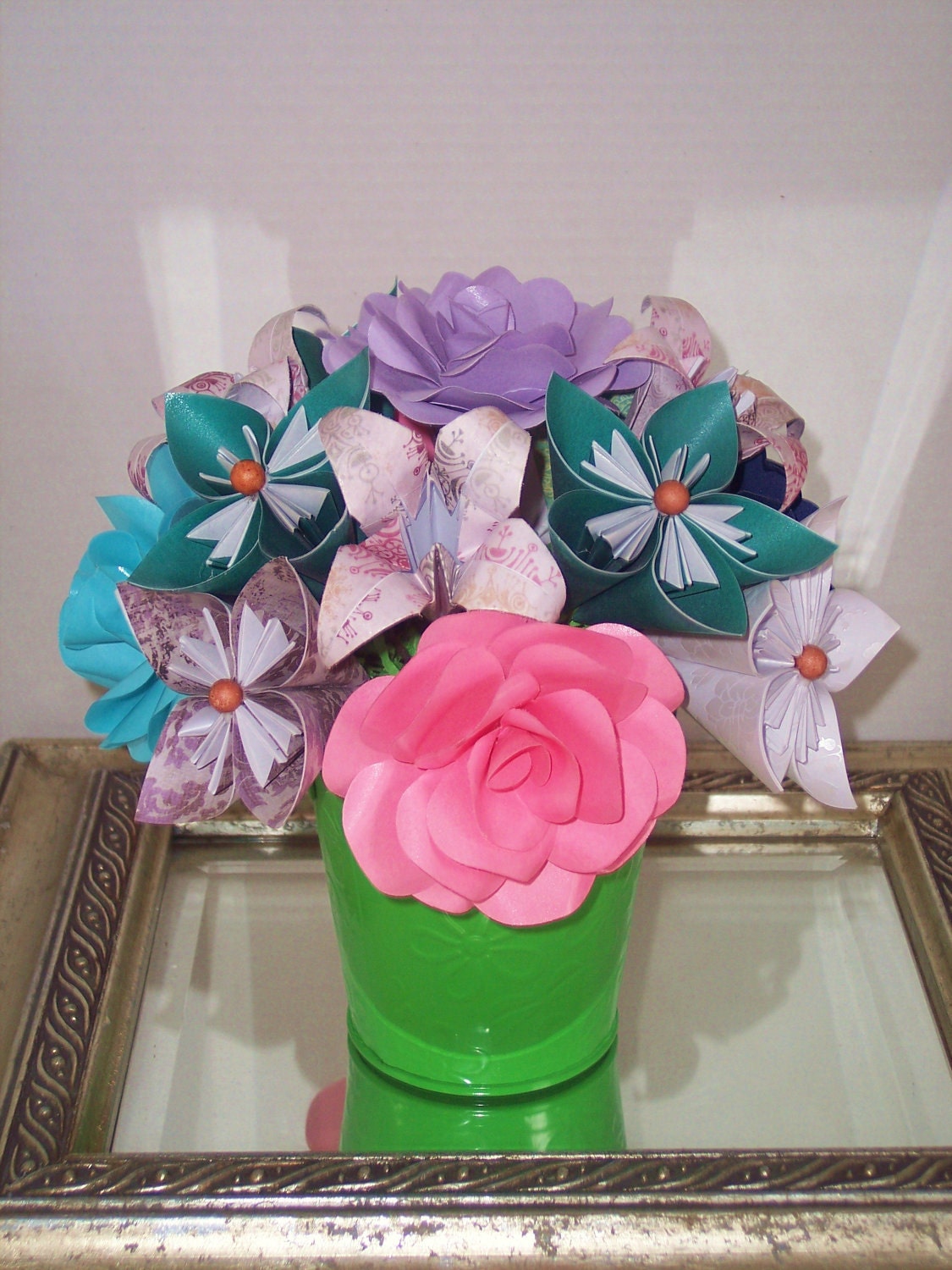 Origami paper flower floral arrangement Spring Anniversary
