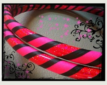 Robust A Move Dance & Exercise Hula Hoop COLLAPSIBLE or Push Button - neon pink glitter black