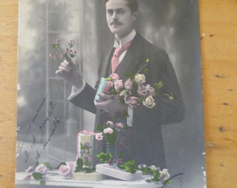 Art Nouveau Postcard Bonne Annee Vintage French Photo Dashing Gentilhomme