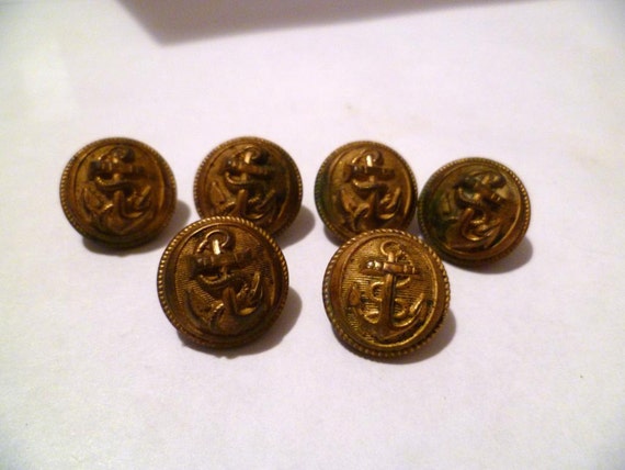 French Military Buttons 6x WW2 Era Steampunk Navy Buttons In