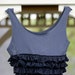 T shirt tote bag Upcycled Ruffle Purse Grey Black T shirt Sack Recycled Carrier