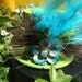 Cute Turquoise and Green Flower Print Mini Top Hat. Great for Birthday Parties, Tea Parties, Photo Prop and Much More...