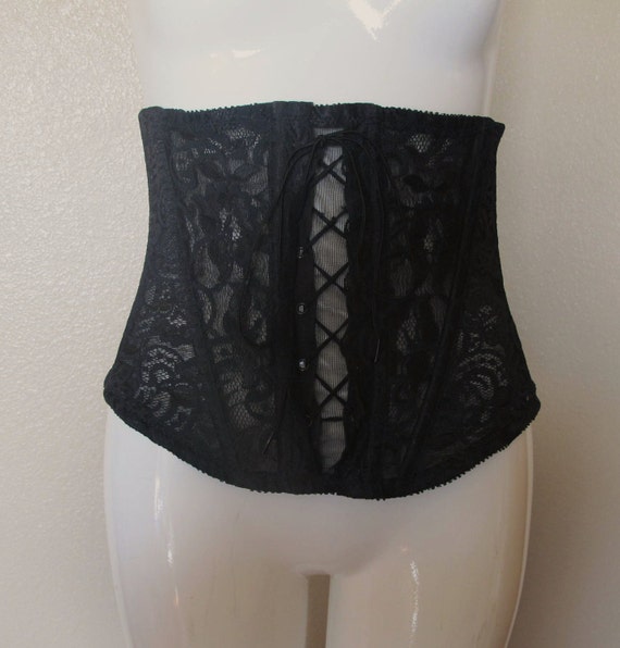 Vintage Black Lace ADONNA Waist Cincher Size Medium
