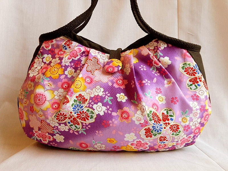 Pink Purse Japanese Fabric Bag Handbag Small Purse Evening Bag