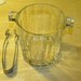 Vintage Crystal Ice Bucket with Tongs Fine Beveled Glass 5 x 4 1/2"