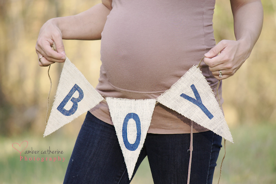 Boy Burlap Banner / Maternity Photography Prop