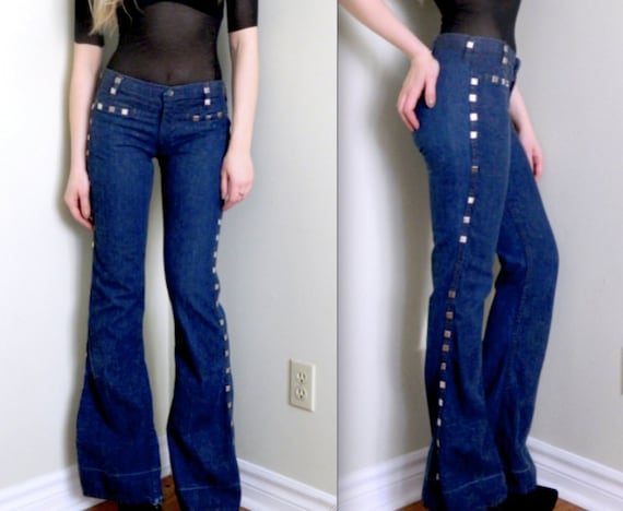 1970's Studded High-Waisted Flared Rare Landlubber Jeans