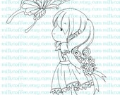 Digital Stamp Charlotte and Butterfly