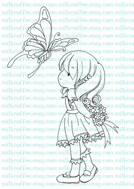 Digital Stamp Charlotte and Butterfly