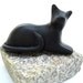 Little black lounging cat sculpture decoration hand made OOAK