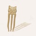 Hair Fork Wedding "Cat" Bridal Wood Carving MariyaArts
