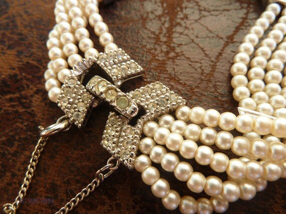 Vintage CINER bracelet faux pearl rhinestones Elegant bridal