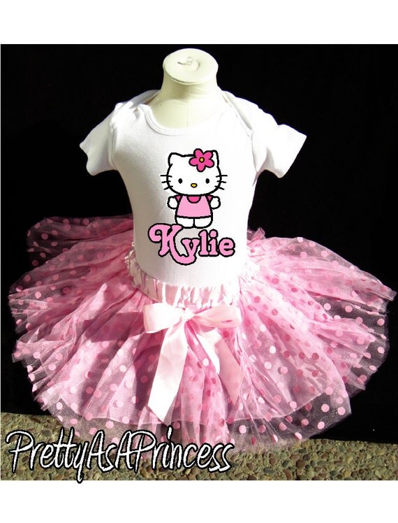 Items similar to Birthday Hello Kitty TUTU OUTFIT Light Pink Polka Dot ...