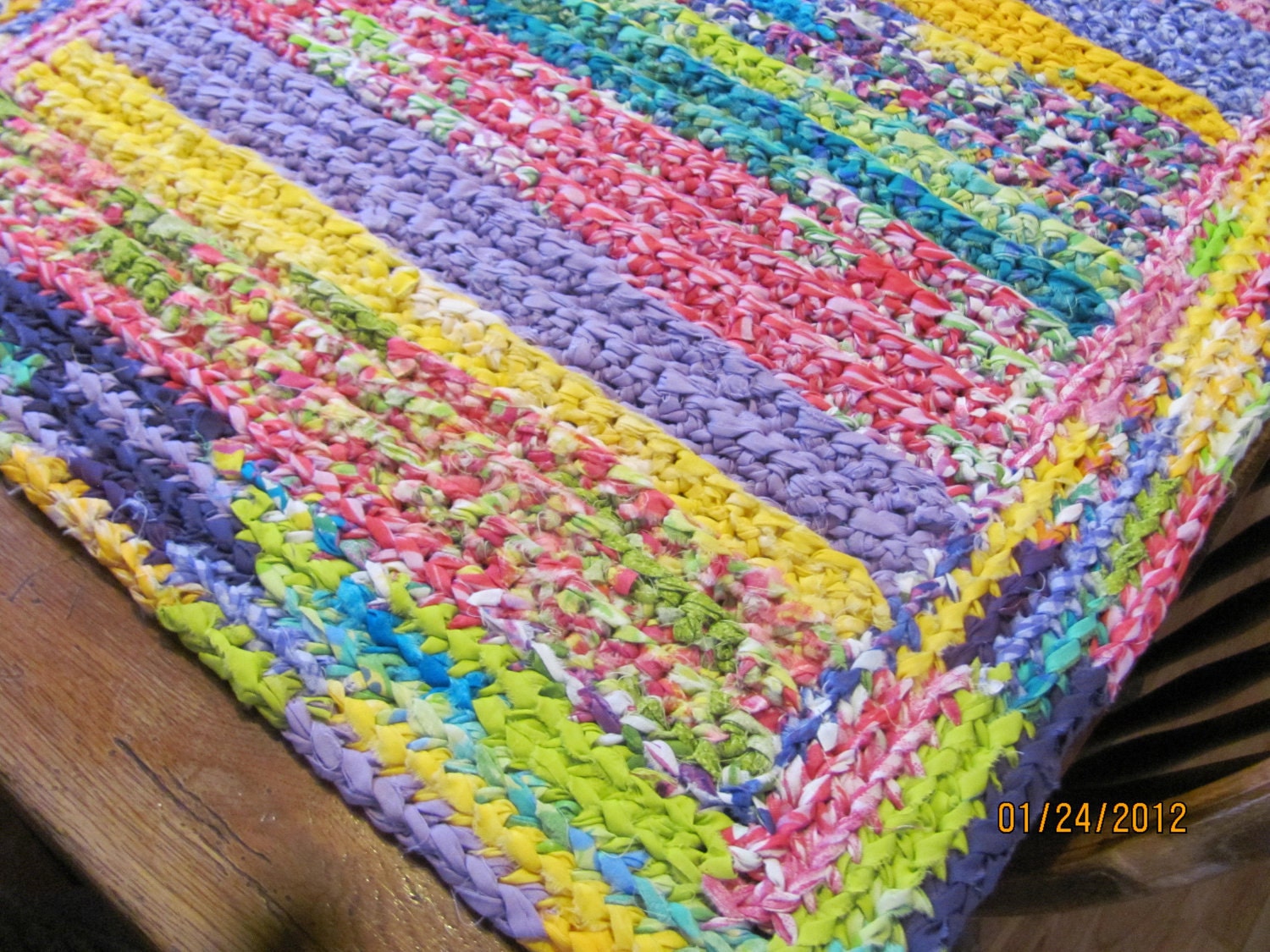BRIGHT NEON COLORS Rectangle.....Rag Rug by WingoCreekOriginals