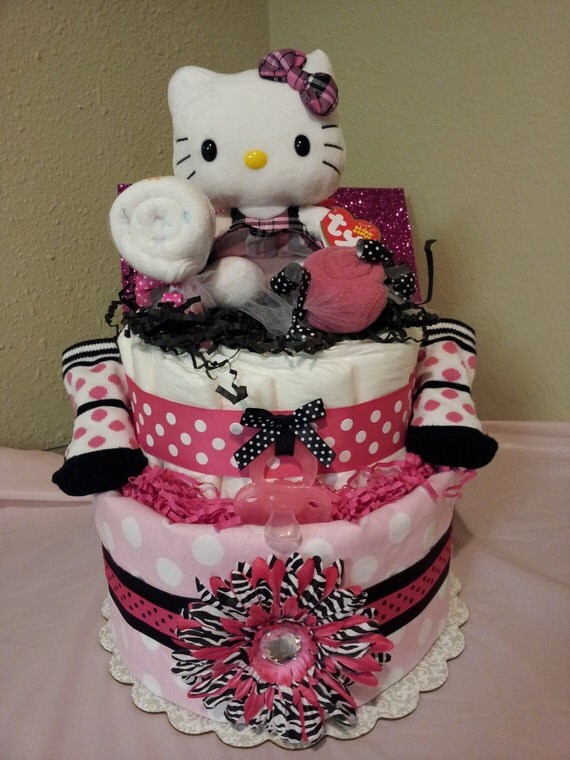 Items similar to Modern HELLO KITTY diaper cake on Etsy