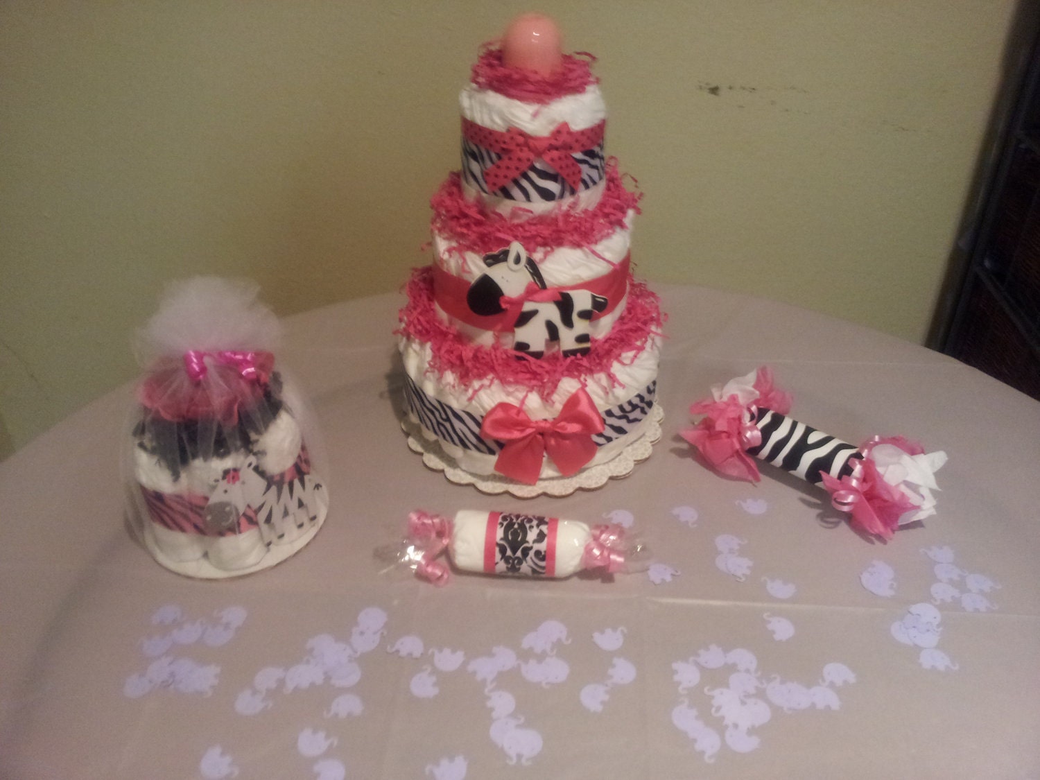 Modern Hot Pink ZEBRA Diaper Cake And By Diapercake4less