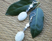 Jade, Shell & Crystal Drop Earrings with Sterling Silver