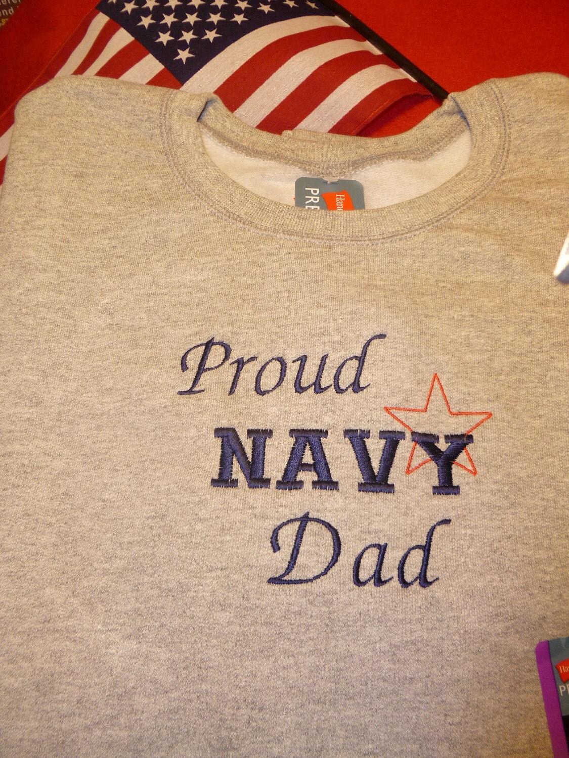 Proud Navy Dad Embroidered Sweatshirt