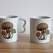 Mushroom Coffee Cups - Retro Orange and Green Japanese Ceramic Mugs with Finger Handle