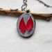 pressed leaf necklace red autumn fall colors handmade resin jewelry woodland beautiful pendant natural botanical jewelry