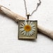 pressed flower necklace resin necklace wildflower daisy garden in resin. shabby chic square pendant for winter holiday. preserved.