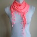 Pink Scarf Pashmina Scarf Cowl with Lace Edge Flowers Neon Scarf Spring Fashion