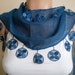 Dark Blue Scarf Cotton Scarf Cowl with Lace Edge Flowers Spring Fashion