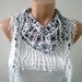 Floral Cotton Scarf in Black and White Lightweight Yemeni Cowl Women Fashion