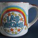 Vintage 1960's LAS VEGAS Souvenir Coffee Mug or Cup - Kitschy Rainbow & Stars Graphics - MIJ